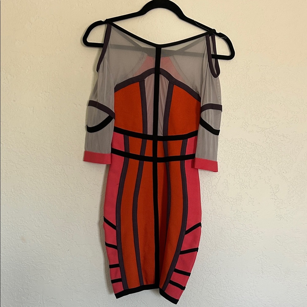 Vibrant Colorblock Mini Dress in Orange and Pink